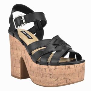 Nine West Cheers Heeled Plateau Sandalen Zwart Nederland | ZLF-157604